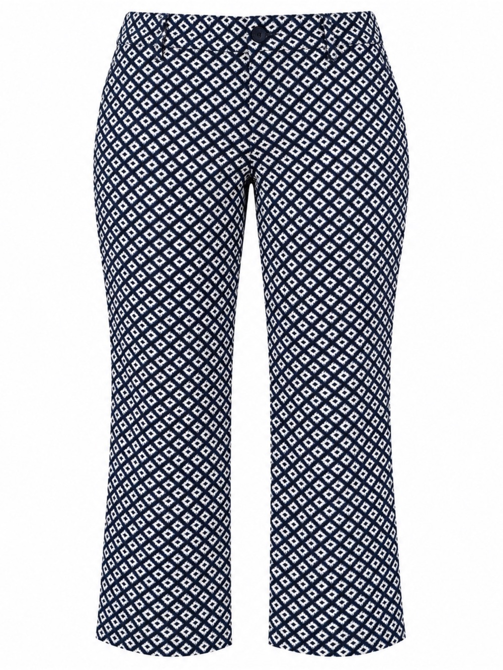 Rafaella Navy & White Geometric Cropped Capris